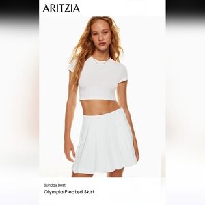 Aritzia Sunday Best White Pleaded Skirt size 12